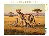 Calvendo Puzzle Painting Of A Cheetah Family | 1000 Pieces, Finished Size 25.2 ×