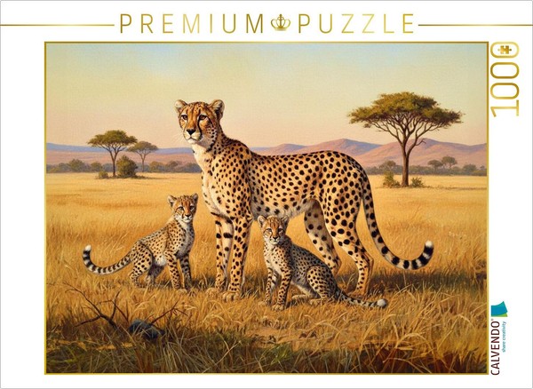 Calvendo Puzzle Painting Of A Cheetah Family | 1000 Pieces, Finished Size 25.2 ×-image