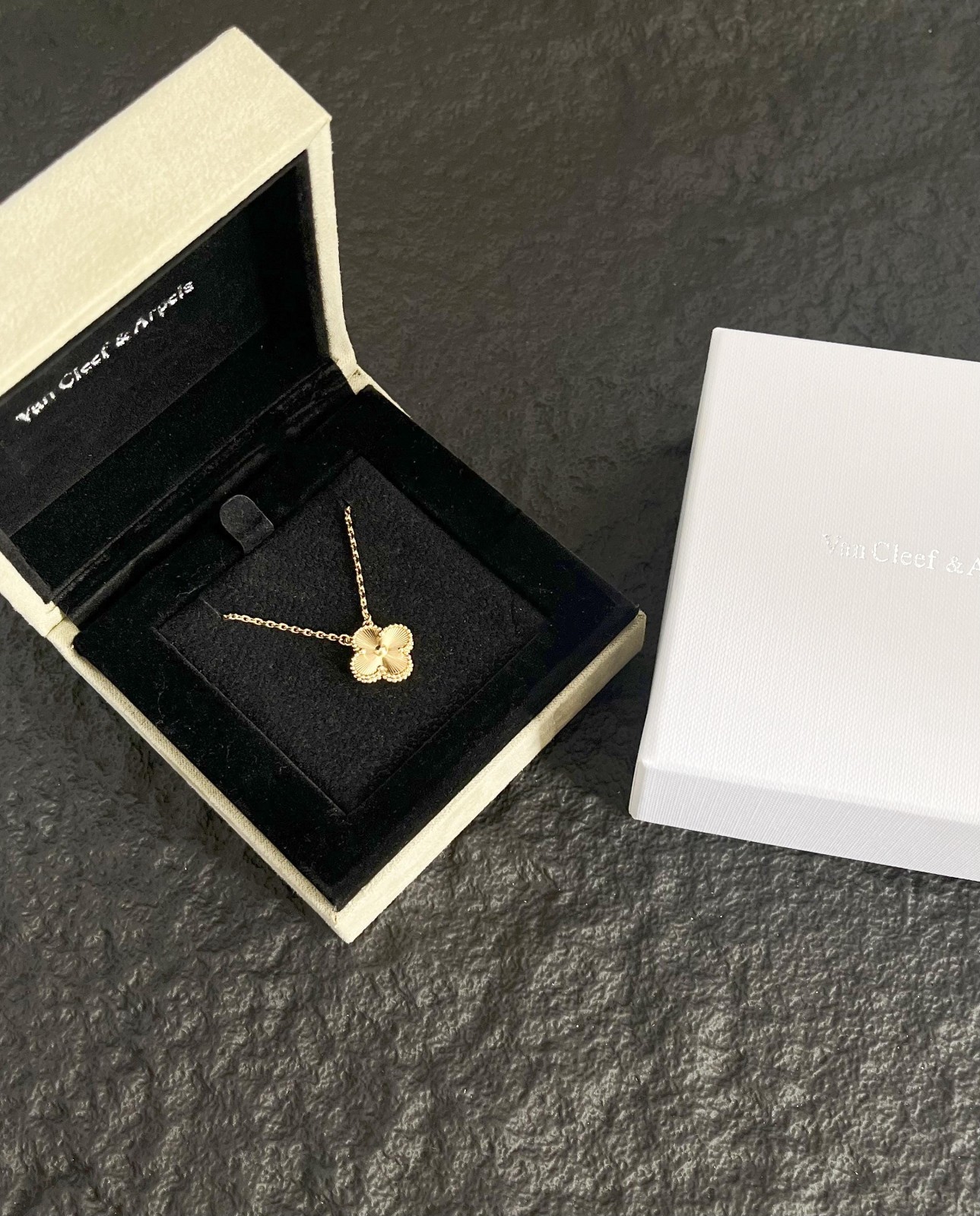 Van Cleef & Arpels Vintage Alhambra Guilloche Gold Clover Necklace