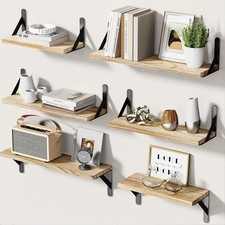 AMADA HOMEFURNISHING Wall Shelves Set of 6, Rustic Farmhouse Style