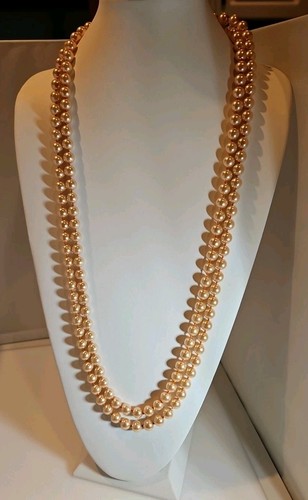 72" lange pfirsichrosa GLASPERLEN HANDGEKNÜPFT - Bild 2 von 8