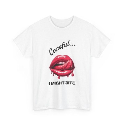 T-shirt Careful I might bite Big Lips 100% cotton multicolor sizes S-XL++ unisex