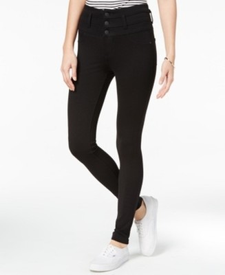 Celebrity Pink High-Waist Skinny Ponte Pants Juniors' 1/25 Black Button Front