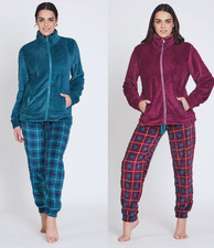 PIGIAMA DONNA IN PILE CORAL INVERNALE TUTONE PIGIAMONE ZIP MORBIDO PESANTE