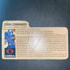 1982 GI JOE ARAH STRAIGHT ARM COBRA COMMANDER MAIL AWAY FILE CARD (BLANK BACK)