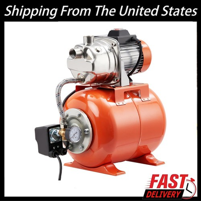 #ad 1HP Stainless Steel Shallow Well Pump with Pressure TankWinter Proof for Garden $112.99