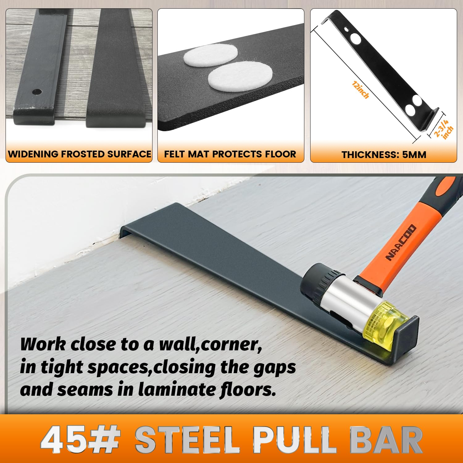 Double-Sided Notched Tapping Block for Laminate Vinyl Plank Flooring Installation-image