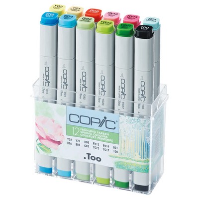Copic Marker 12 Stück Sets - für Kunst & Handwerk, Ausmalen, Grafik, Textmarker