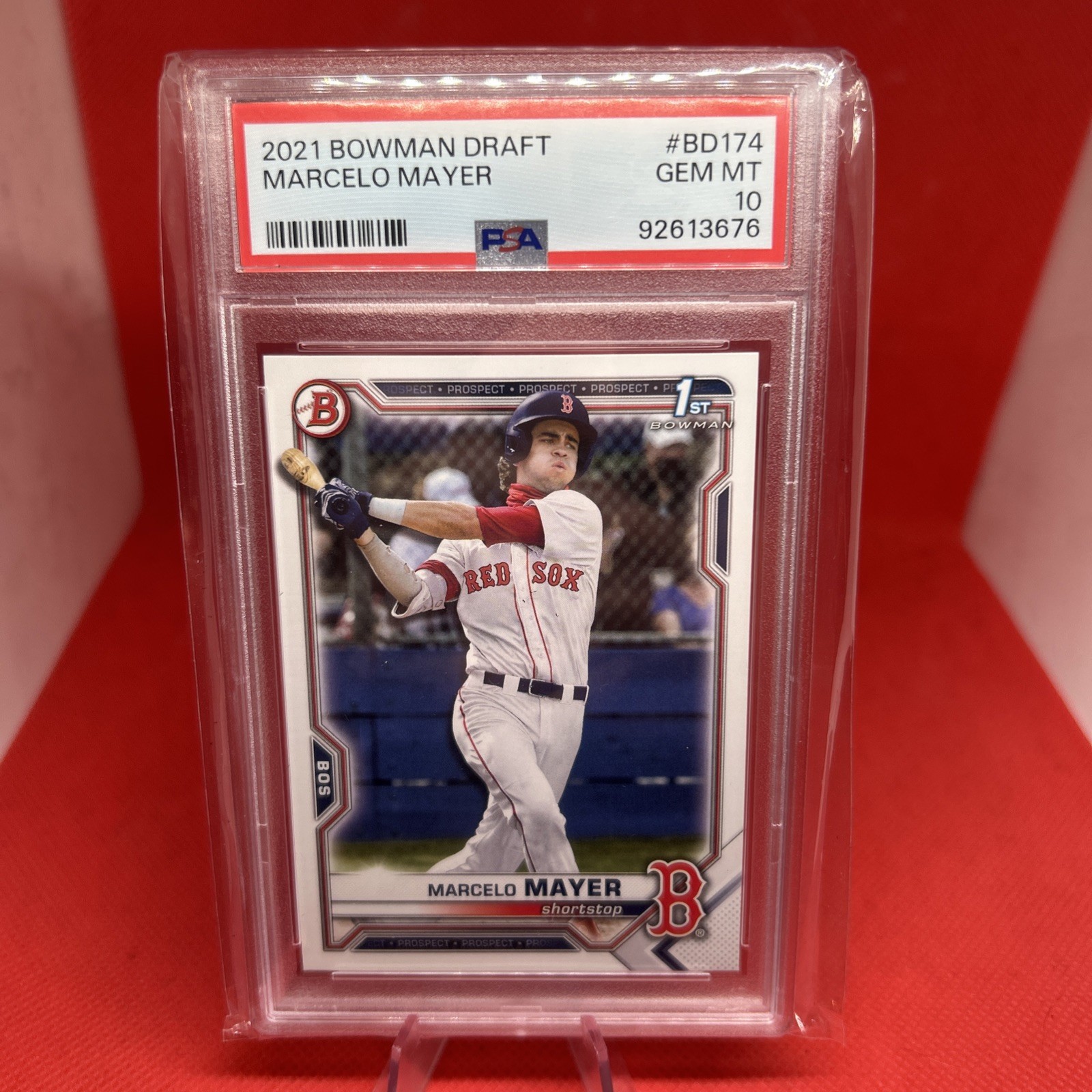 PSA 10 MARCELO MAYER 1st 2021 Bowman Draft Paper Red Sox Rookie Card RC GEM MINT