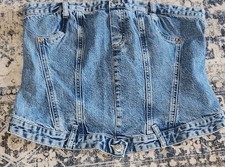 Zara Demin Corset Top Women's Size Xl With Back Zipper