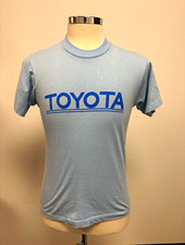 Vintage 1980s Toyota Logo T-Shirt Blue Made in USA 50/50 Mens Medium 80s