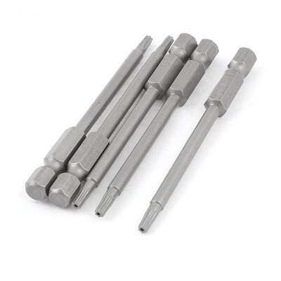 5pcs 1/4'' Hex Shank 2.5mm Tip T10 Magnetic Torx Security Screwdriver Bits 75mm