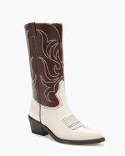 Partlow Rowan Western Cowboy Boots Brown Ivory Leather 41 EU / 11 US $1195 Italy