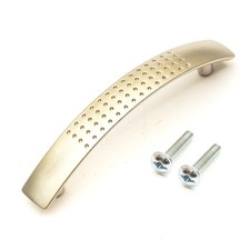 Bow Dimple Handle 96mm H/C Brushed Chrome & Screws Kitchen Drawer Cupboard Door