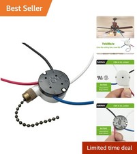 Antique Ceiling Fan Pull Chain Switch - 3 Speed, Certified, Model ZE-208S