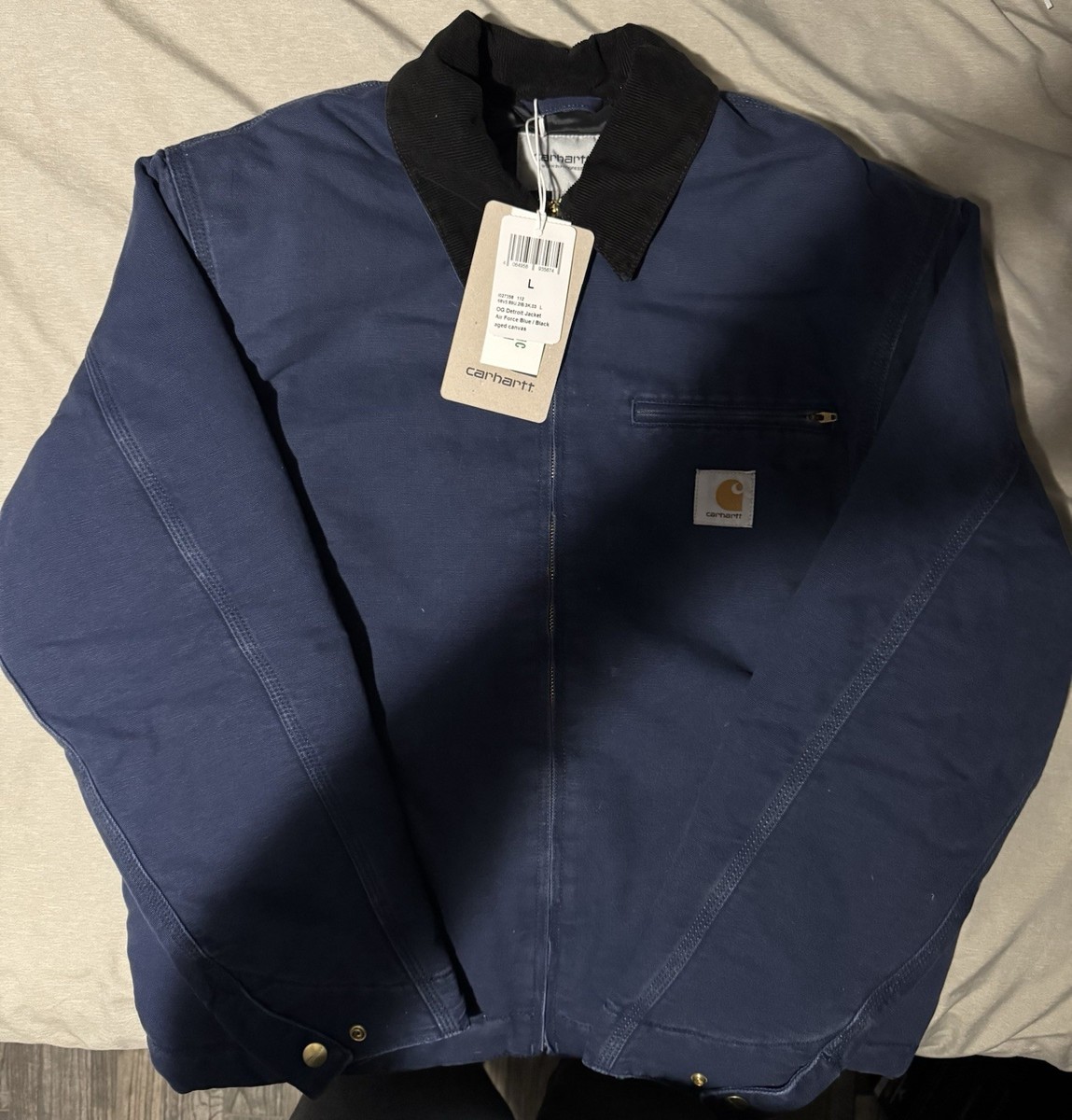 ジャケット・アウター Carhartt WIP DETROIT JACKET S Carhartt WIP Detroit Style Jacket Navy Blue Size Large Quilted