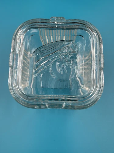 Vintage Federal Glass Refrigerator Dish With Vegetable Lid square  Container