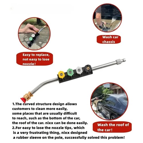 Pressure Washer Lance Curved Extension Wand 1/4" Quick Release And 5 Nozzles - Picture 2 of 8