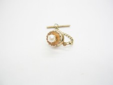 Pearl Tie Tack vintage Tie Pin with chain Necktie Accessory Formal Wear