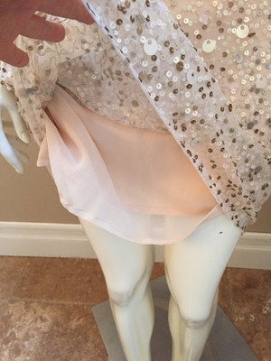 Gold Hawk Cream/Gold Silk Sequin Cold Shoulder Tunic Dress w/ Lining Sz S  NWOT! | eBay