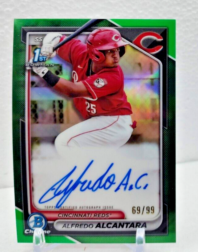 Alfredo Alcantara #/99 AUTO 1ST Green Refractor 2024 Bowman