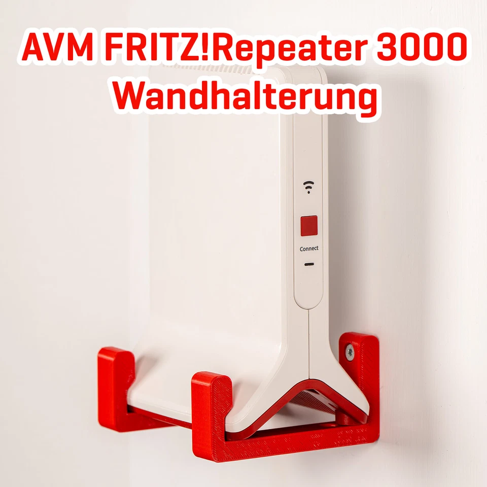 JT-MEDIA Fritz Repeater Wandhalterung AVM FRITZ!Repeater 3000 - 2 Wandhaken - ROT - TOP