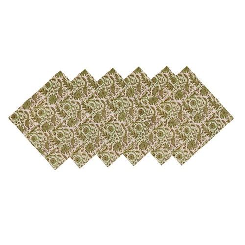 Set tovaglioli uccellino verde blocco mano stampa floreale cotone tovaglioli tavola 24 pezzi - Foto 2 di 10