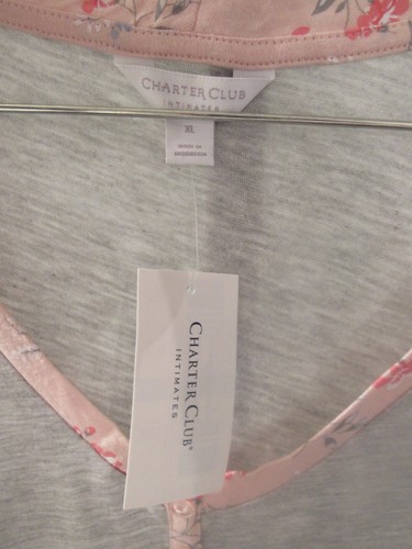 Charter Club Intimates short sleeve sleepshirt heather gray dotted floral XL NWT - Picture 6 of 11