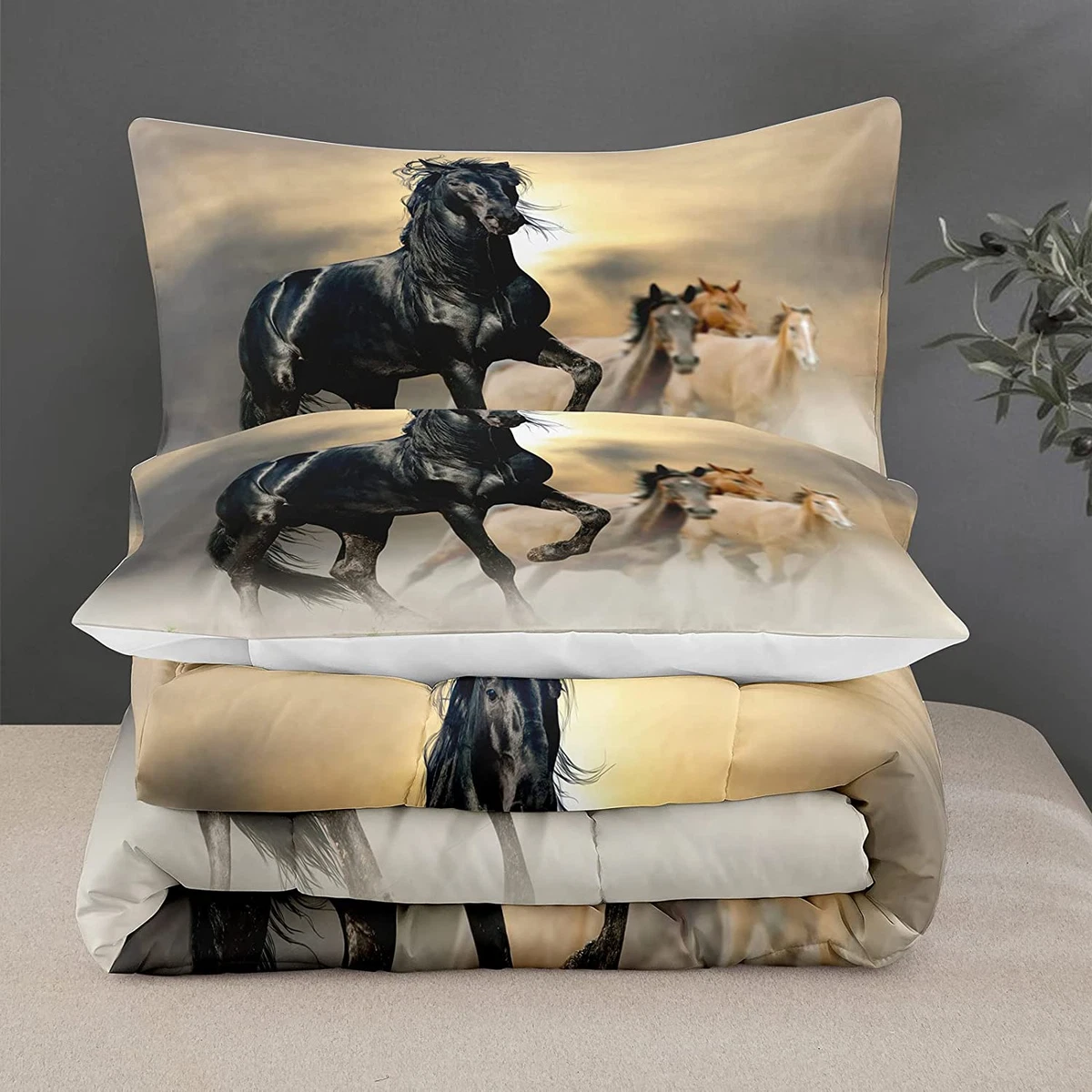 Horse Print Twin Bed Sheets, Set Sheets Horse