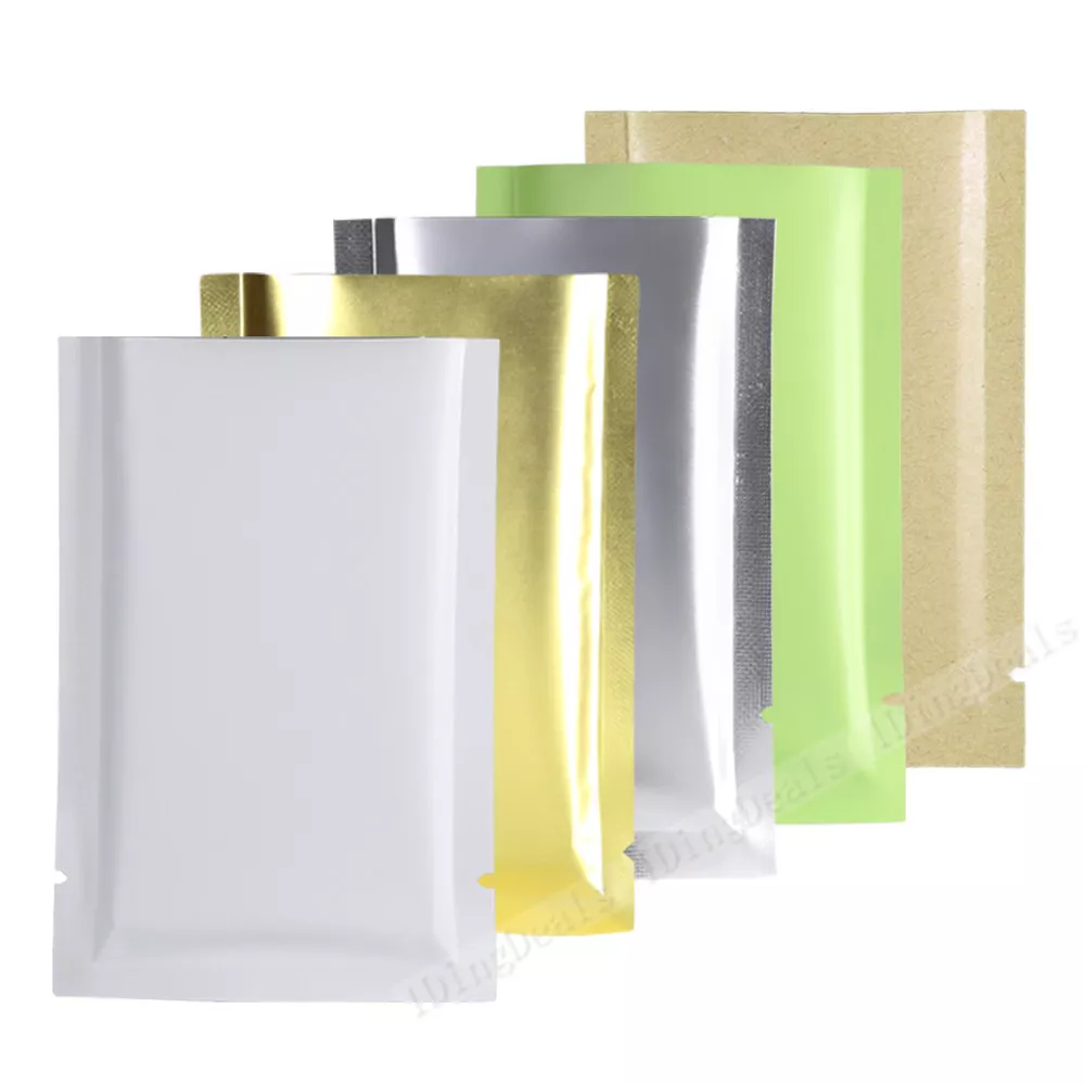 100pcs Stand Up Pouch Bags White Kraft Paper Pouch with Tear Notch