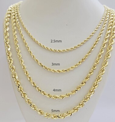 Pendant Rope Chain 14k Solid Gold 14k Yellow Gold Hollow Rope