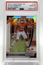 2020 Panini Prizm Isaiah Simmons Silver Prizm Rookie Card - PSA 10