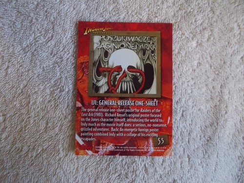 Topps Masterpieces Indiana Jones "IJ1: GENERAL RELEASE ONE-SHEET" #55 Trade Card - Picture 2 of 2