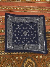 Vintage 1910s-1940s Trunk Down Fast Color Bandana Indigo Blue Polka Dot