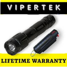 VIPERTEK Metal Stun Gun 700 BV Heavy Duty Rechargeable + PEPPER SPRAY