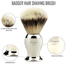 Brass Handle Shaving Brush Silver Tip Badger Hair with Chrome Base HARYALI