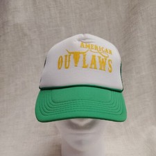 American Outlaws Trucker Hat Mesh Snapback Green White Yellow Cattle Skull