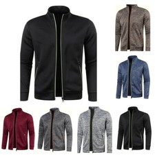 Men's Mock Neck Full-ZipMid-Stretch Cardigan Sweater Coat Hoodie Pullover