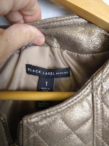 NEW CHICO'S Black Label Size M (1) Quilted Genuine Leather Jacket $349.00 Career - Picture 3 of 9