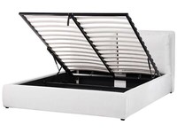 Bett Samt Weiß Mit Kopfteil Bettkasten Lattenrost 160 X 200 Cm Modern Bajonna