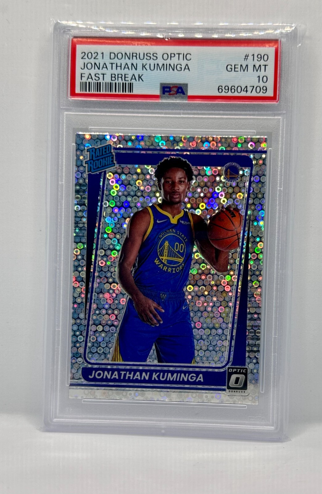 2021 Donruss Optic Fast Break Jonathan Kuminga PSA 10 #190 RC Rookie Disco Holo