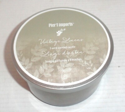 Pier Imports Vintage Linens 3-Wick Scented Candle Glass Jar