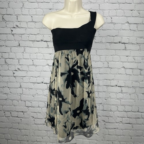 Vintage Max Studio Specialty Products 100 % Seide mehrfarbig Blumen Minikleid Größe XS