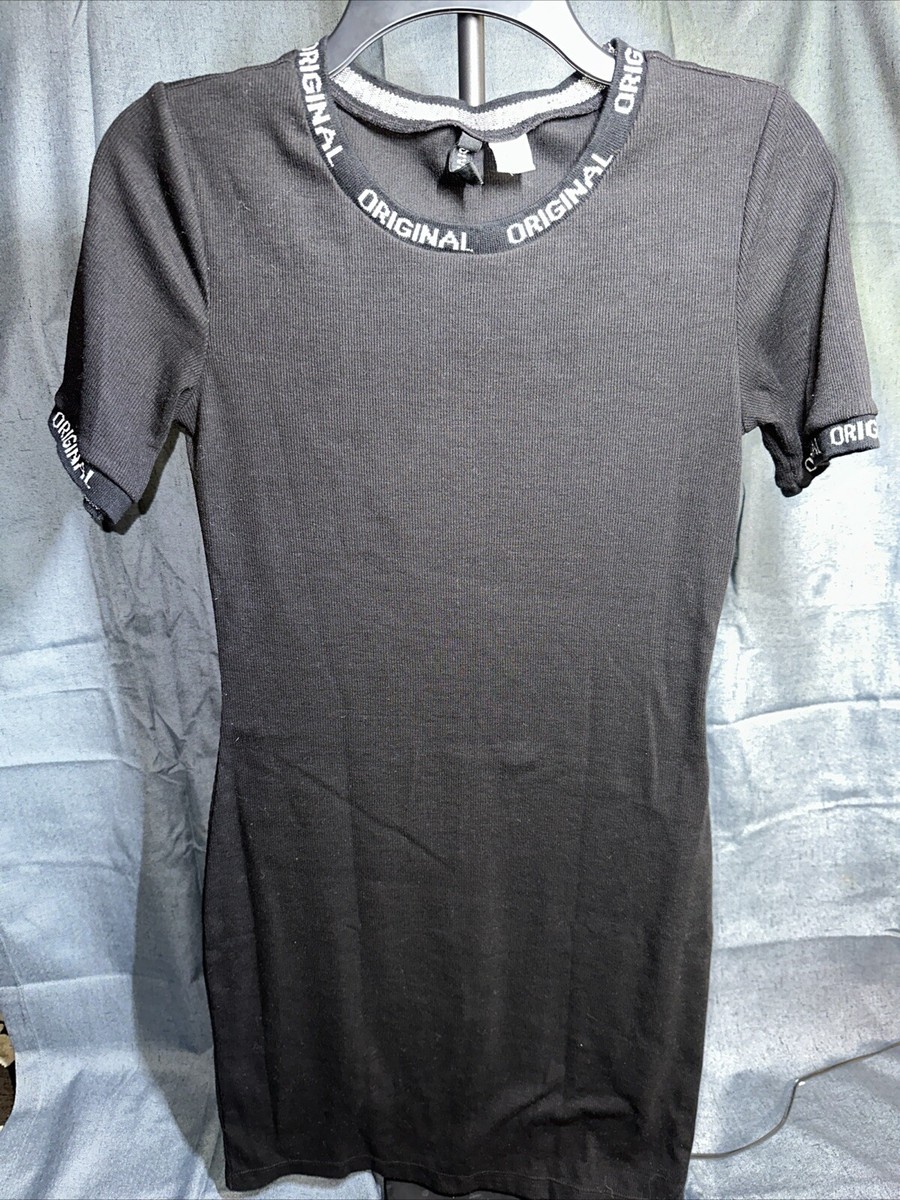 h&m mini knit dress Womens 10 Black Stretch Short Sleeved 