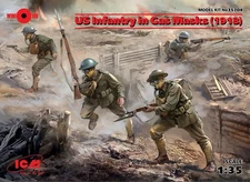 US Infantry in Gas Masks (1918) (4 figures) 1/35  ICM 35704