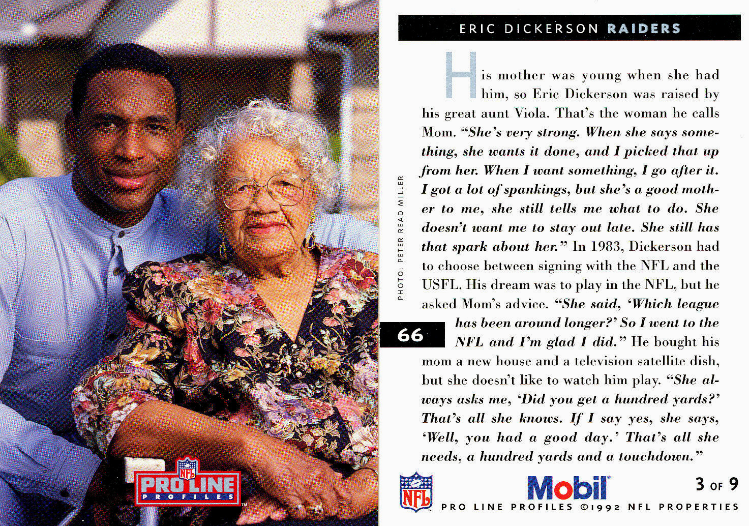PROLINE-MOBIL Eric Dickerson RAIDERS FALCONS RAMS SMU Mustangs HOF