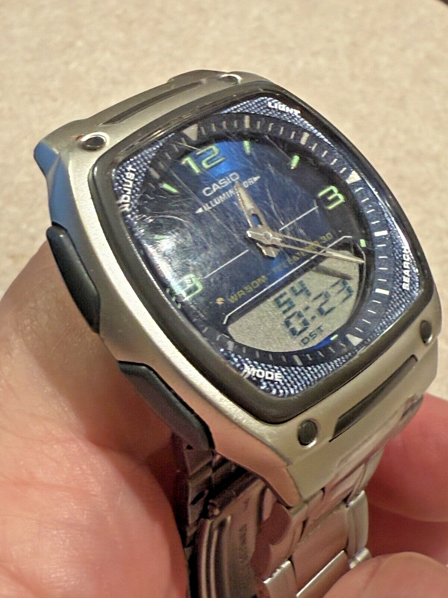 Casio Telememo 30 AW-81 Men Digital Wrist Watch Ana/Digi 3 Alarm