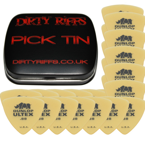 24 x Dunlop Ultex Triangle Guitar Picks / Plectrums - 0.88mm In A Handy Pick Tin