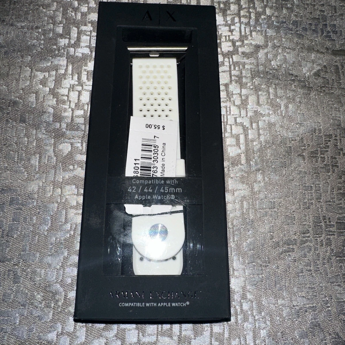 New Armani Exchange Silicone Band for Apple Watch 42 / 44 mm White Sport