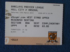 Hull City v Arsenal - 13/3/10 - Ticket